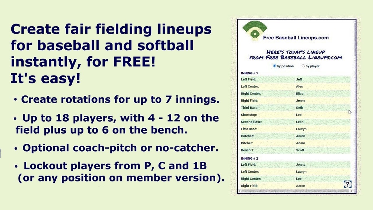 Create Fair Fielding Rotations for Youth Baseball & Softball for Free ...