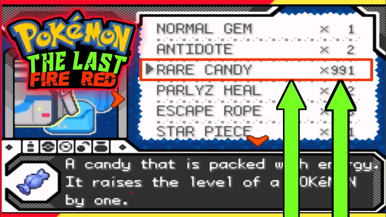 RARE CANDY CHEAT FOR POKEMON THE LAST FIRE RED | POKEMON FIRE RED RARE CHEAT HINDI -