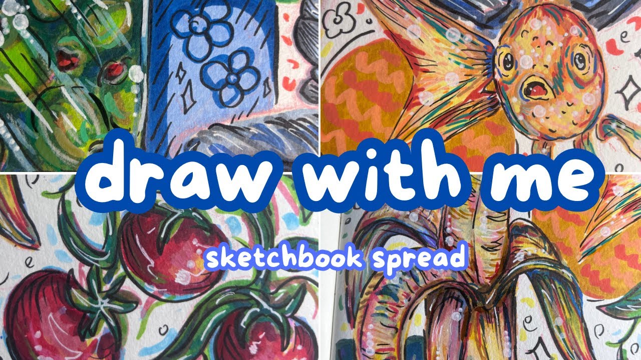 Draw with Me! | Sketchbook Spread | acrylic & alcohol markers 