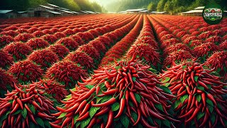 How Farmers Harvest Tens of Tons of Chili Peppers Each Day  Harvest Chili Peppers #farm #naturefarm