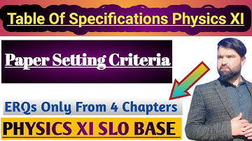 Table Of Specification Physics XI|Marking Scheme|Paper Setting Criteria|Complete SLO Base|Board Exam