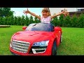 Arina ride on toy car and playing with girl toys