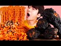 ENG SUB)OMG! Coal-like Black Chicken+Spicy Noodle Eating Mukbang🍗Korean ASMR 후니 Hoony Eatingsound