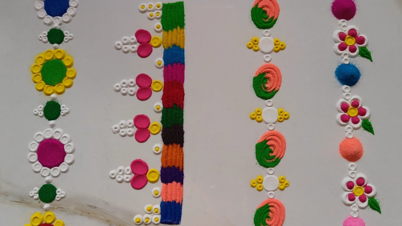 Colorful Border Rangoli Design Holi special colorful border rangoli designs |simple easy new border ...