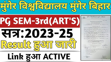 MUNGER UNIVERSITY PG SEMESTER-3RD सत्र 2023-25 ART