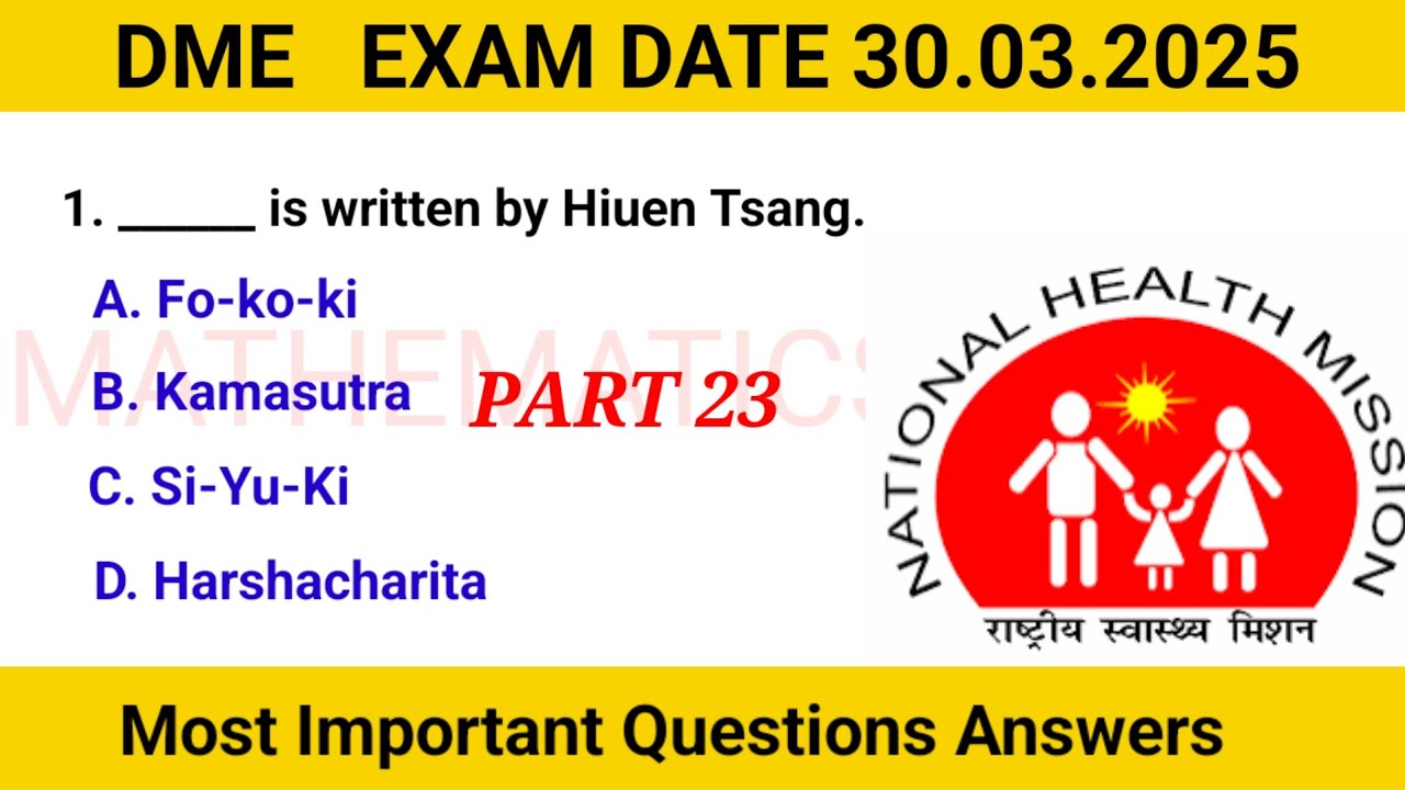 DME Exam Gk Questions Answers | DME Non Technical Exam | 30th March 2025 | Mathematics Class |