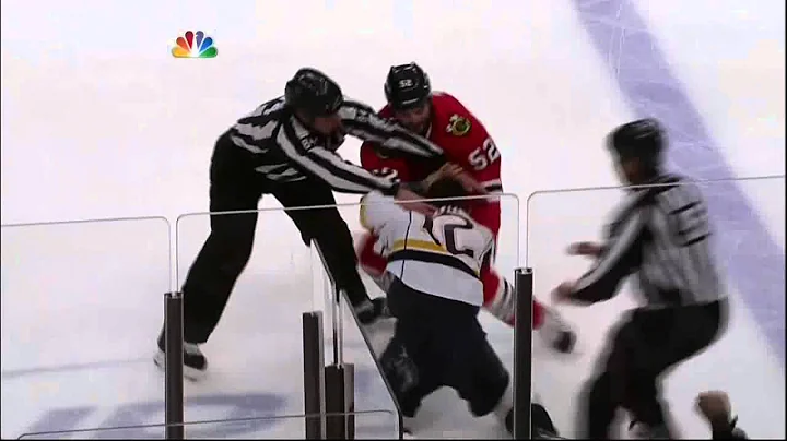 Bollig vs Tootoo fight. Nashville Predators vs Chi...
