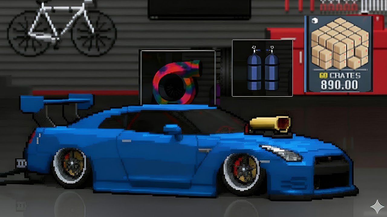 I bought 60 boxes in Pixel Car Racer... and I made a NISSAN GTR 