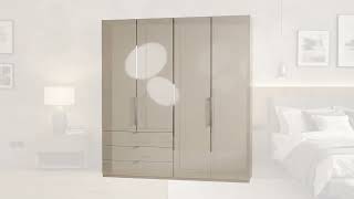 Falttürenschrank Loft I - Alpinweiß Glas Magnolie - Höhe 216 Cm - Schublade Links