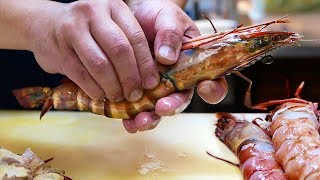 日本路邊小吃- 巨大的虎蝦辣椒醬蝦日本海鮮 
