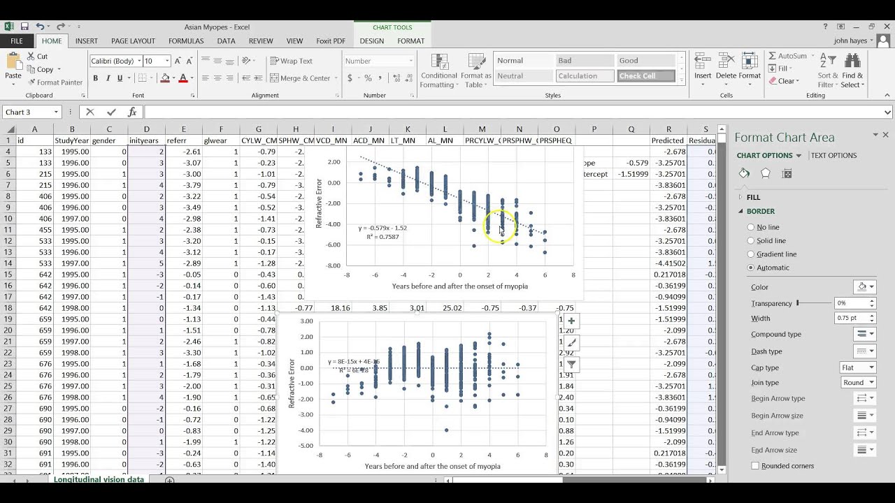Evaluating residuals in simple linear regression using Excel