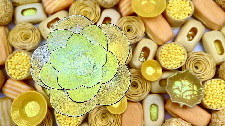 ASMR Peeling off the film 🌼 Soap crushing boxes with foam and glitter 💛 Cutting soap cubes 💛