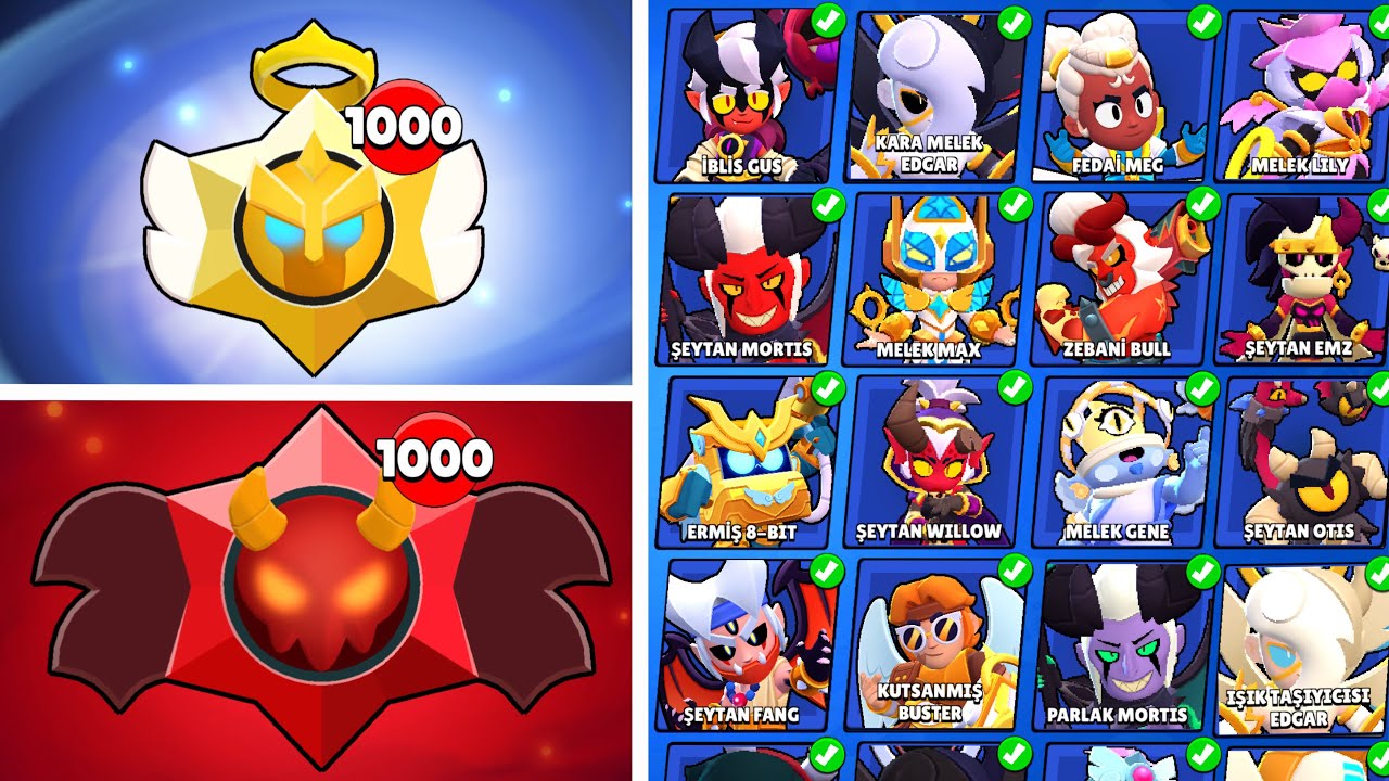 MELEK VE ŞEYTAN STARR HEDİYESİ AÇARAK OYUNDAKİ TÜM KOSTÜMLERİ ÇIKARTTIM !! BRAWL STARS
