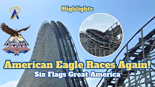 American Eagle Coaster Returns To Racing! Highlights, Six Flags Great America