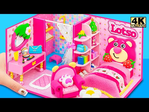 (EASY) How To Make Pink Bear House with Cutest Lotso Bed from Cardboard ❤️ DIY Miniature House