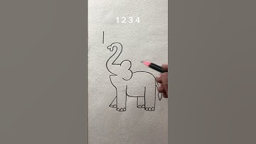 How to draw elephant with numbers 1234