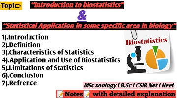 Introduction to biostatistics | Statistical Application in some specific area in biology