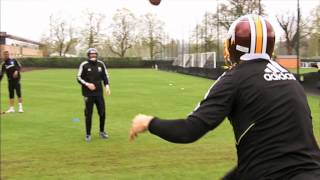 Henrique hilario and ross turnbull test their american football skills
ahead of the pre season tour in united states.watch four exclusive
live games on c...