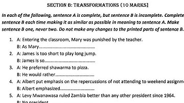 2025 English paper 2-Rewrites Mock exam revision questions and answers