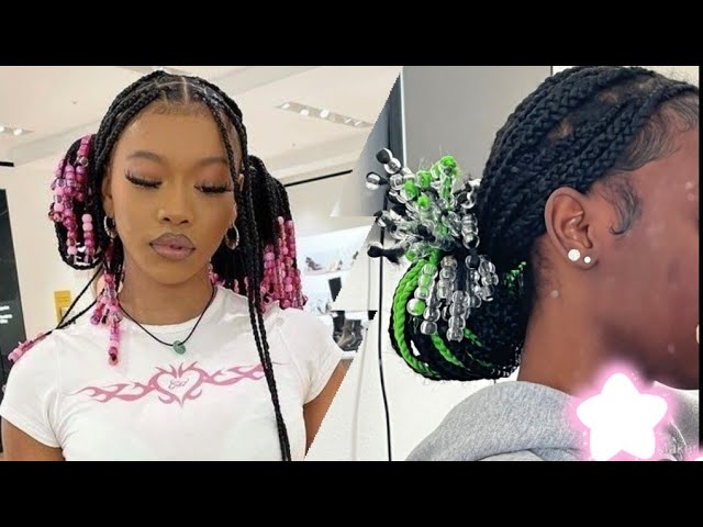 9 WAYS TO STYLE KNOTLESS BRAIDS with beads #knotlessbraids