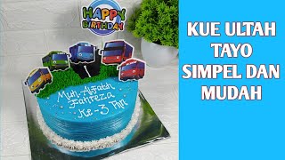 KUE ULTAH TAYO | Cara menghias kue ulang tahun simpel dan mudah