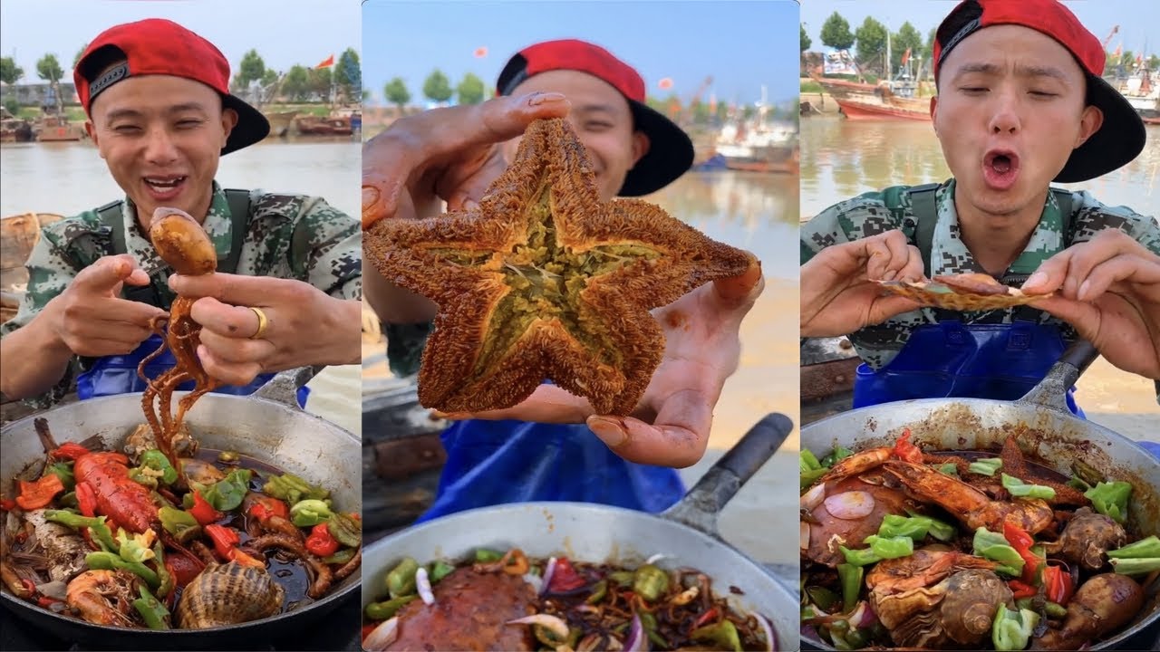 Fisherman Dagang eats starfish, octopus, abalone, scallop, conch, and bread crab