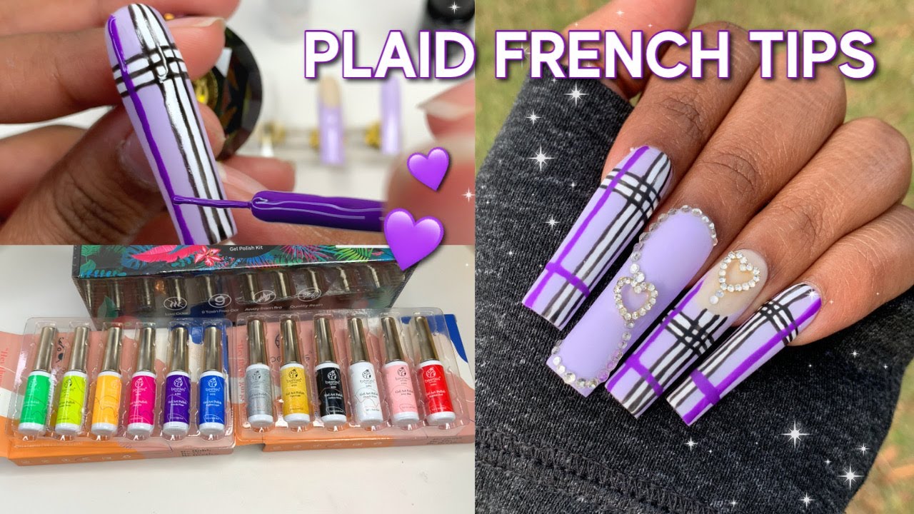 Plaid French Nails | Testing Beetles Gell Polish & Liners | Beginner Nail Art