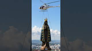 Nossa Senhora Aparecida vai de Helicoptero ao Santuario Nacional Fe