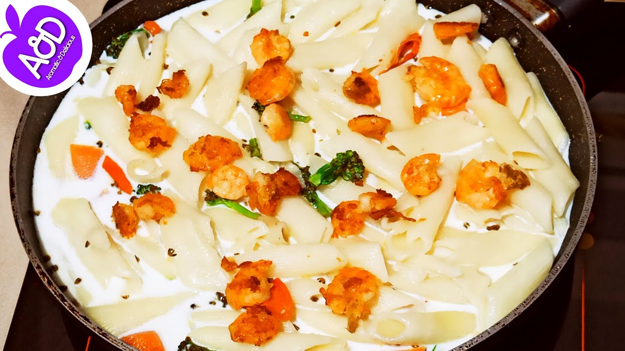 AROMATIC AND DELICIOUS: Best Garlic Shrimp Recipe(Creamy Pasta and Prawn)।Easy Shrimp Pasta Recipe।