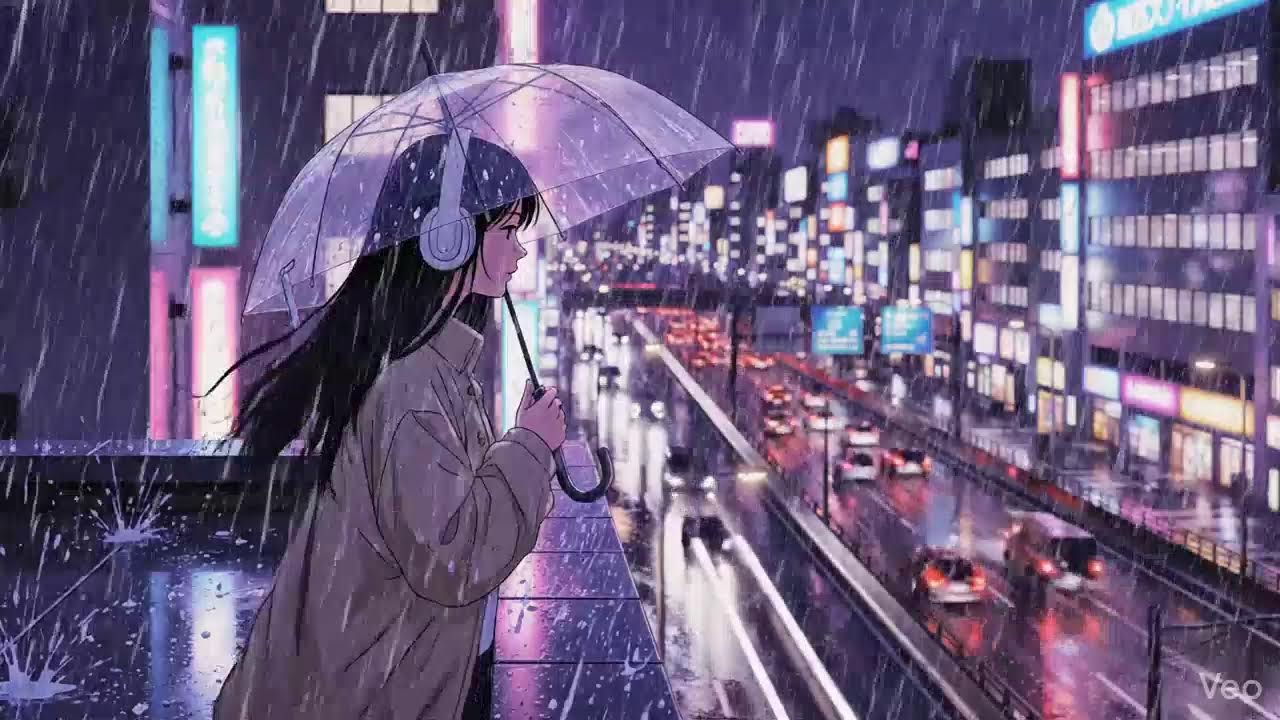 Japanese Neon City Rain 🌧️ Lofi Chillhop for Study & Focus