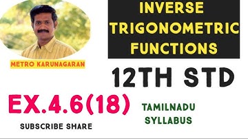 12th Std Maths Ex.4.6(18) If sin-¹x + cot-(1/2)= π/2 then x =