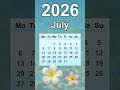 July 2026 Calendar July 2026 Calendar