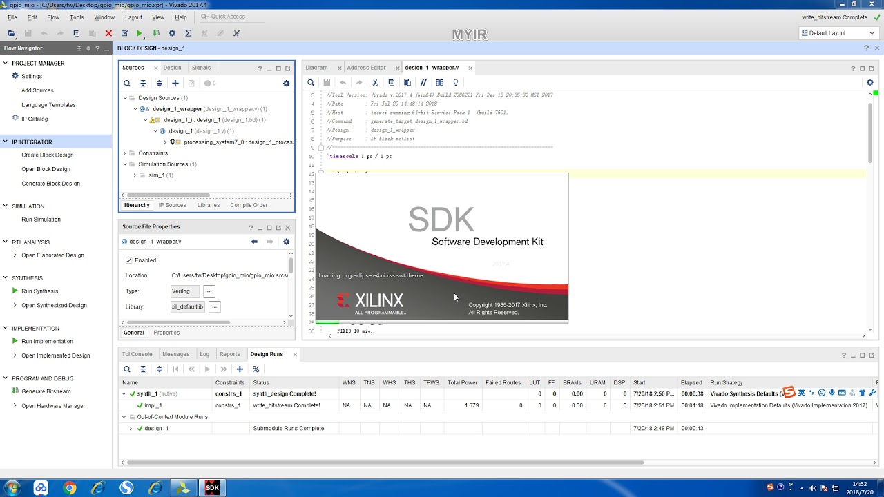 gpio mio project based on Xilinx zynq-7020 Z-turn board - YouTube