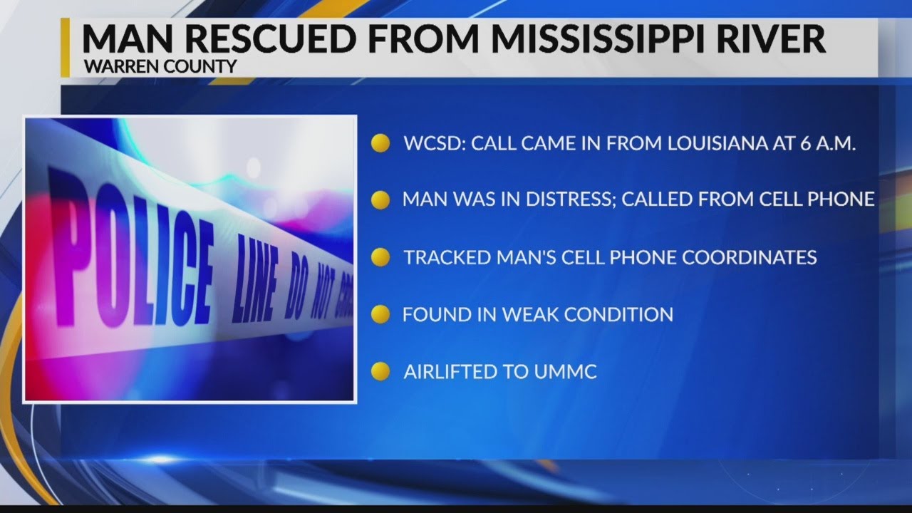 Man rescued from Mississippi River - YouTube