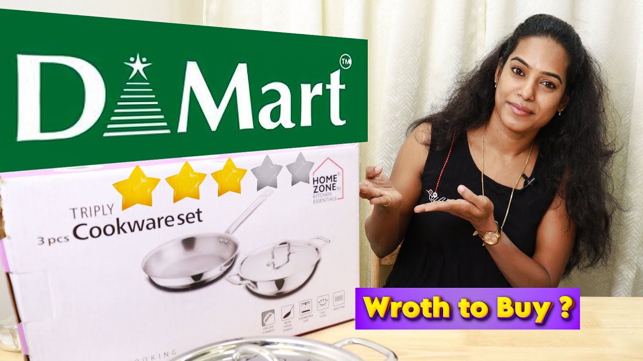 Triply Stainless Steel Kadai Frypan Cookware Set Dmart Home Zone