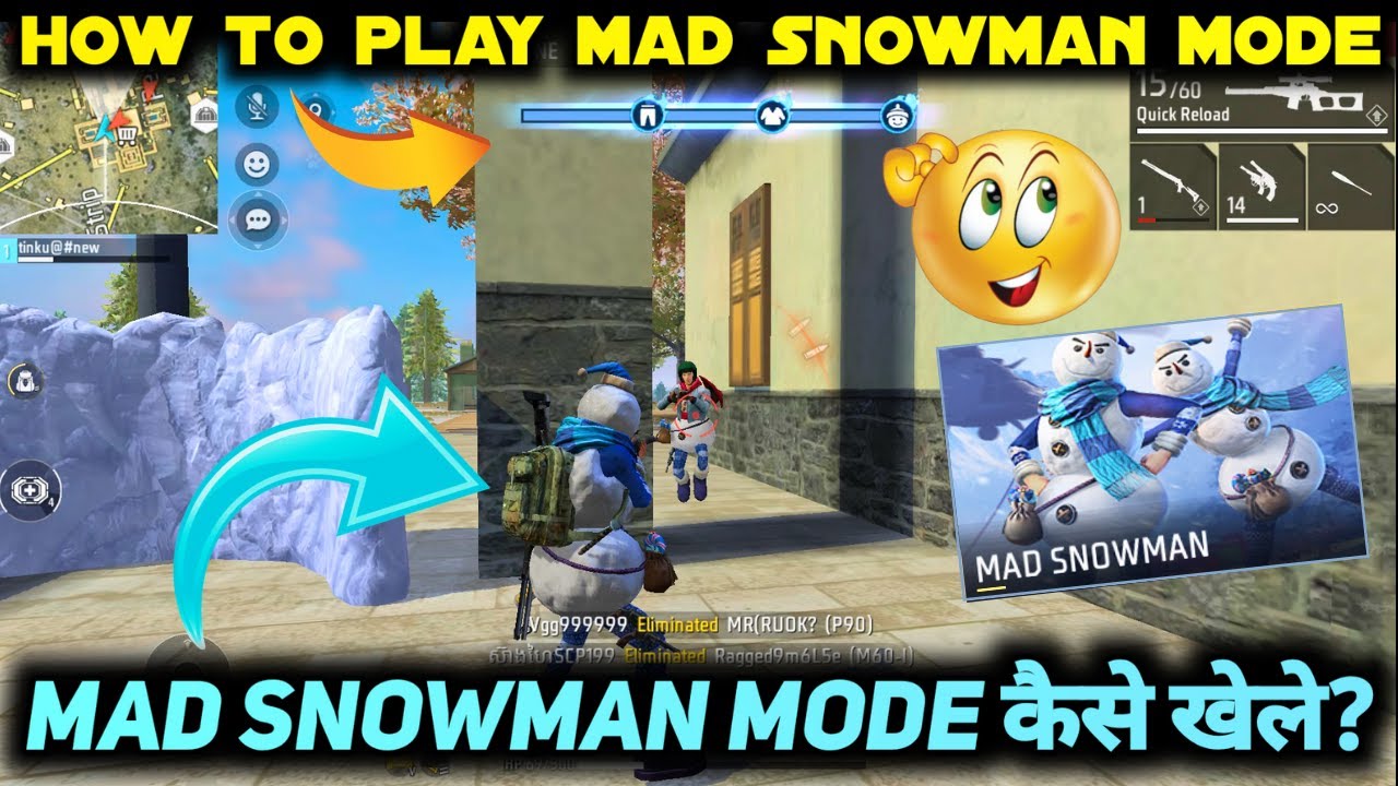 HOW TO PLAY MAD SNOWMAN MODE IN FREE FIRE FF ME NEW MAD SNOWMAN MODE