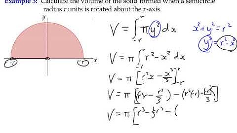 Example 3 -  Volumes of Solids of Revolution (around x-axis)