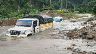 Basar to likabali Road condition of yaate block point due to continuesly heavy rainfall.