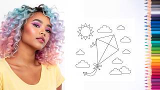 Relaxing Kite Coloring 🪁 | Summer Easy Coloring Book | Coloring Story