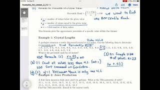 2.3 Percentiles Examples 1 and 2
