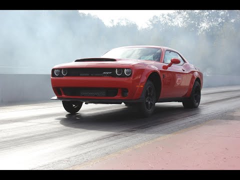 2018 Dodge Demon Doing Burnout and Launch mode.
