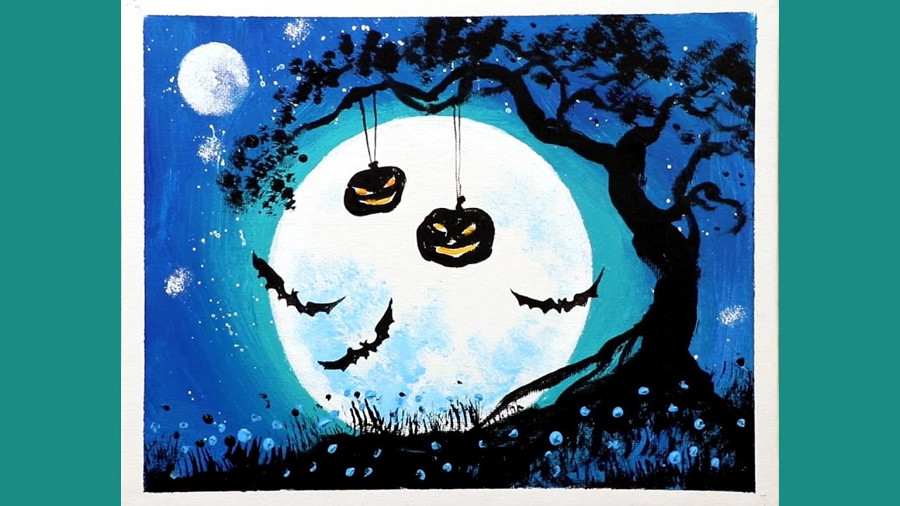 halloween painting ideas | easy acrylic painting for beginner - YouTube