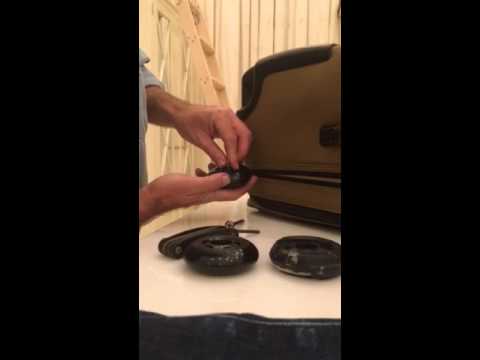 How do you replace the roller wheels on luggage?