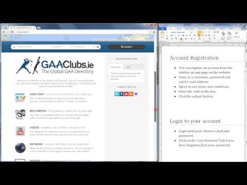 GAAClubs.ie Tutorials: Part 1; Account Registration and Login