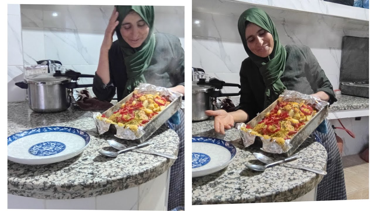 فطور بسيط ولكن البنة 👌حاضرة البلا دجاج 😋والخضرة طلع ياسلام🌙