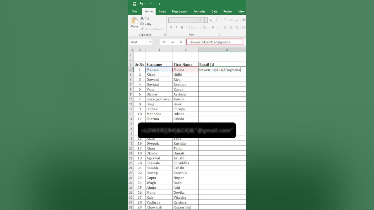Adding Email Address In Excel