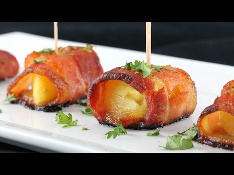Sriracha-Honey Glazed Bacon-Wrapped Pineapple