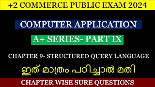 Chapter 9 - Structured Query Language | Plus Two Computer Application| Sure Questions
