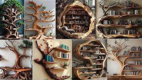 Natural Wood Tree Bookshelves Ideas: A Biophilic Statement in Organic Luxury Home Décor