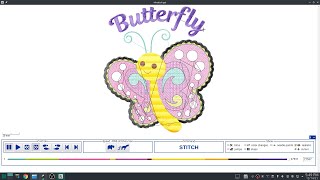 Inkstitch - Cartoon Butterfly, Part 2. creating nice borders and a curved satin stitch text